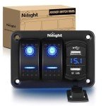 Nilight 2 Gang Rocker Switch Panel with USB Charger
