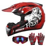 OUMURS Youth Dirt Bike Helmet with Goggles & Gloves
