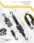 2PCS Heavy Duty Retractable Ratchet Straps