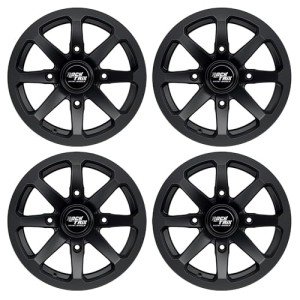 RockTrix 15" Matte Black ATV Wheels Set