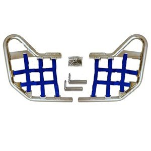 Yamaha YFZ 450 Nerf Bars Silver with Blue Net