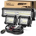 NAOEVO 12" LED Light Bar with 2 Pod Lights
