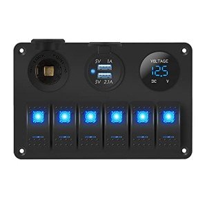 6 Gang Waterproof Rocker Switch Panel with USB