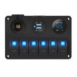 6 Gang Waterproof Rocker Switch Panel with USB