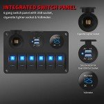 6 Gang Waterproof Rocker Switch Panel with USB