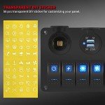 6 Gang Waterproof Rocker Switch Panel with USB