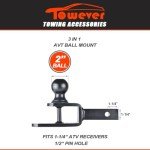 Towever 2" ATV Hitch Ball Mount, 2000 lbs Rated