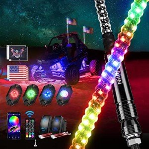 Nilight RGB LED Whip Light and Rock Lights Combo