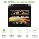 Weize YTX14 BS ATV Battery High Performance - Maintenance Free - Sealed AGM YTX14-BS Motorcycle Battery compatible with Honda Suzuki Kawasaki Yamaha scooter snowmobile