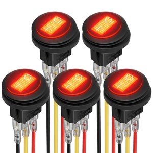 DaierTek Waterproof Rocker Switch with Red LED - 5pcs