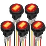 DaierTek Waterproof Rocker Switch with Red LED - 5pcs