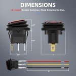 DaierTek Waterproof Rocker Switch with Red LED - 5pcs