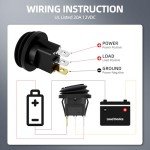 DaierTek Waterproof Rocker Switch with Red LED - 5pcs