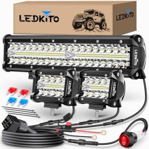 LEDKITO 12" Light Bar & 2x 4" Pod Lights