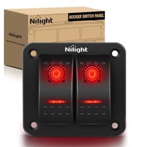 Nilight 2 Gang Waterproof Rocker Switch Panel