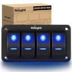 Nilight 4 Gang Rocker Switch Panel with Blue Backlight