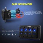 Nilight 4 Gang Rocker Switch Panel with Blue Backlight