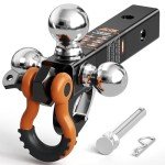 Tri Ball Mount Hitch with Tow Hook and Shackle