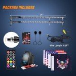 Nilight 2FT RGB LED Whip Lights with Remote