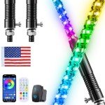 RGB LED Whip Lights with Remote Control - 2 Pack