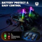 RGB LED Whip Lights with Remote Control - 2 Pack