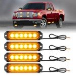 HLauto 406T Amber LED Emergency Strobe Lights 4Pcs