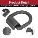Heavy Duty 5/8" Steel D Ring Tie-Downs - 12 Pack