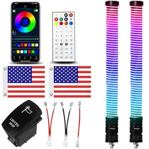 2FT RGB Whip Lights with App & Remote Control