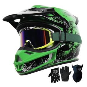 Kids Full Face ATV Helmet Set with Goggles