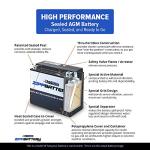 ZIPPBATTERY 12V 270 CCA AGM Battery for ATV