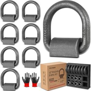 8 Pack 1/2" Heavy Duty Weld-On D Rings