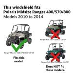 Polaris Midsize Ranger Folding Windshield - Tough Lexan