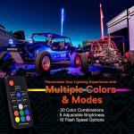 RGB LED Whip Lights with Remote for ATV/UTV