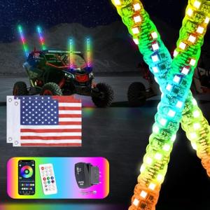 2-Pack 3FT RGB Whip Lights with Remote Control