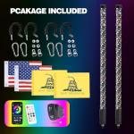 2-Pack 3FT RGB Whip Lights with Remote Control