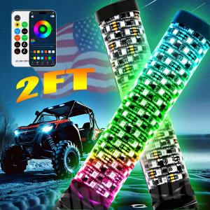 2X 2ft RGB LED Whip Spiral Lights for UTV