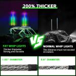 2X 2ft RGB LED Whip Spiral Lights for UTV