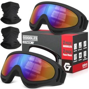 OXG 2 Pack UV400 Goggles with Neck Gaiters