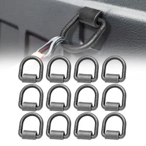 NarwooAuto 1/2" Heavy Duty Weld-On Forged D Ring with MBS:12,000 lbs, Tie Down Anchor D-Ring with Weld On Anchor Points for Trailer, Truck Cargo, ATV, UTV, RV etc (12 Pack)