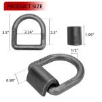BOKE YOUNG 1/2" 12000 lbs Heavy Duty Weld-On Forged Steel D-Rings Tie Anchor Tie Ring for Securing ATV, UTV, Riding Lawn Mowers and Other Heavy Cargo, 4 Pack