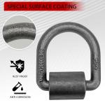 BOKE YOUNG 1/2" 12000 lbs Heavy Duty Weld-On Forged Steel D-Rings Tie Anchor Tie Ring for Securing ATV, UTV, Riding Lawn Mowers and Other Heavy Cargo, 4 Pack