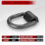 BOKE YOUNG 1/2" 12000 lbs Heavy Duty Weld-On Forged Steel D-Rings Tie Anchor Tie Ring for Securing ATV, UTV, Riding Lawn Mowers and Other Heavy Cargo, 4 Pack