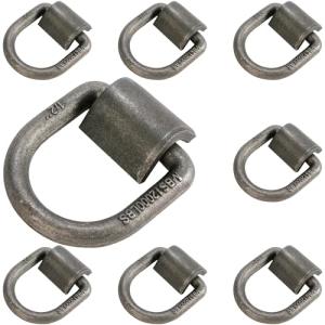 8 Pack Heavy Duty Weld On Forged D Ring, 1/2" D-Ring Tie Down Anchor for Trailer, Truck, RV, ATV, Farm Applications, 12,000 lbs MBS