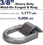 AYMMIC 3/8" Heavy Duty Weld-On Forged D Ring with MBS: 5,000 lbs, D-Ring Tie Down Anchor with Weld On Anchor Points for Trailer, Truck Cargo, RV, ATV Tiedowns, Farm Applications etc (20 Pack)