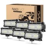 NAOEVO 7 Inch LED Light Bar, 720W 72,000LM Offroad Fog/Driving Lights LED Tractor Lights with Spot Flood Combo Beam, Waterproof LED Work Lights for Truck Boat ATV UTV, 6 Pcs (White)