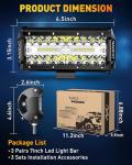 NAOEVO 7 Inch LED Light Bar, 720W 72,000LM Offroad Fog/Driving Lights LED Tractor Lights with Spot Flood Combo Beam, Waterproof LED Work Lights for Truck Boat ATV UTV, 6 Pcs (White)
