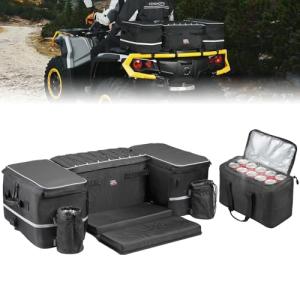 KEMIMOTO ATV Storage Bags, 71L ATV Rear Seat With Storage, 4 Wheeler Cargo Bag with Cooler, Removable Cushion, Fits Most ATVs with Rear Rack, Compatible with Polaris Grizzly Can-Am