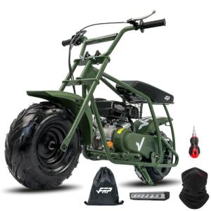 FRP GMB100 Mini Dirt Bike 99CC Gas Powered - 4-Stroke Engine Trail Mini Bike for Youth & Adults, Off-Road Adventure Bike Up to 24 MPH, 185 LBS Capacity, Green