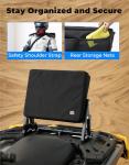 KEMIMOTO Universal ATV Backrest with Storage Pocket, Wide Comfortable Four-Wheeler Backrest, Heavy Duty Steel Frame Compatible with Polaris Suzuki Kawasaki Can Am Grizzly Fourtrax