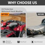 PIT66 Black PVC Leather Seat Cover for Honda Rancher